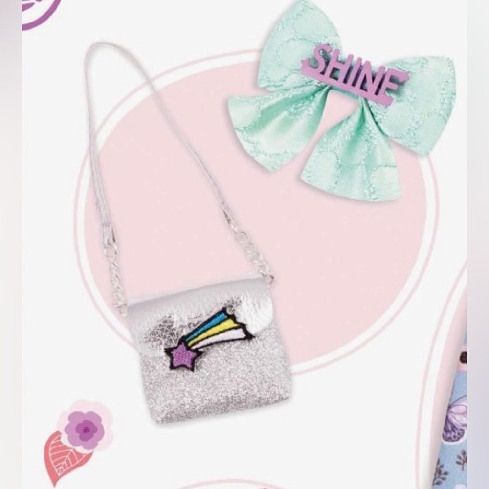 NEW 1 Pack Glitter Girls Dolls 14-inch Doll Clothes Bow Purse